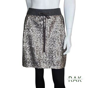 ANN TAYLOR Charcoal Gray Sequin Knit Mini Skirt w/ Pockets | Size S